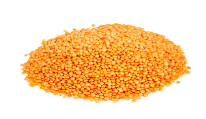 red lentils isolated on white