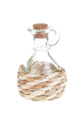 straw-rapped bottle isolated on white