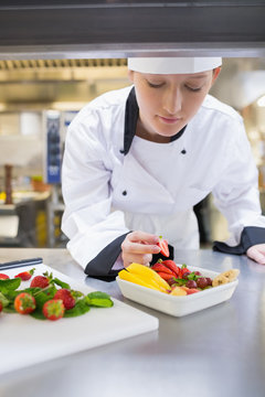 Chef Garnishing Fruit Basket