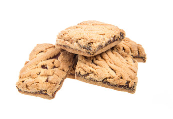 Heap of delicious  cookies isolated on white background