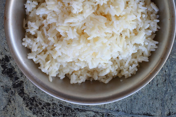 Steamed rice and Chopsticks