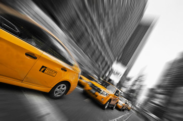 Taxis couleur sélective Times Square  - New York, USA