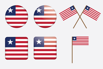 set of badges with flag of Liberia vector illustration