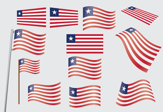 set of flags of Liberia vector illustration