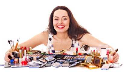 Fototapeta premium Girl applying makeup.