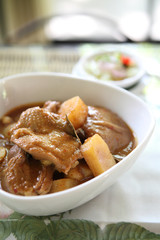Thai food mussaman curry with rice