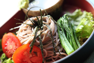 Soba noodle with fried shrimp