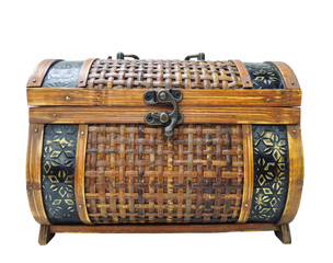 Wooden chest isolated on white background