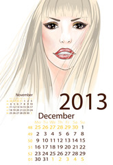 Young blonde smiling, december 2013 calendar