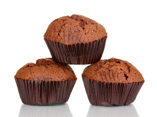Fresh muffins isolated on white