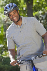Naklejka premium African American Man Riding Bike