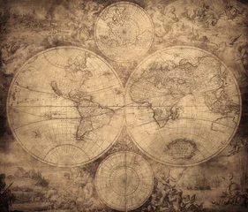 Fotobehang Wereldkaart vintage wereldkaart circa 1675-1710