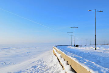 St. Petersburg,  Gulf of Finland  in winter