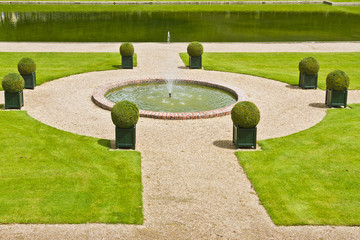 Villandry Castle (Chateau) and traditional French gardens.