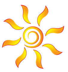 Sun with swirly rays logo vector