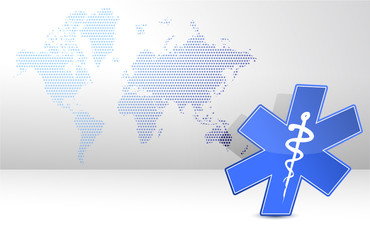 medical symbol and map