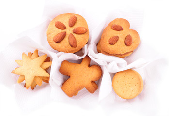 biscuits in white individual cases, isolated on white background