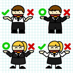 Business man and woman cartoon.