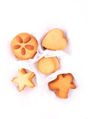 biscuits in white individual cases, isolated on white background