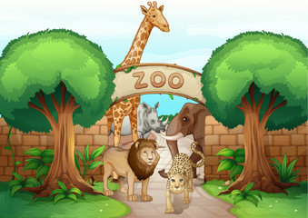 een dierentuin en de dieren