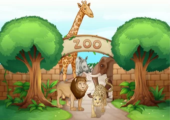 Poster Zoo een dierentuin en de dieren
