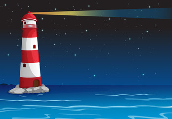 a light house in dark night