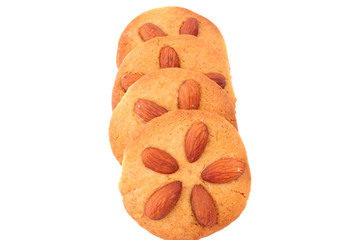 Almond biscuits isolated on white background. Christmas cookies