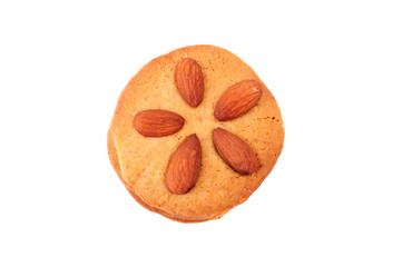 almond biscuits isolated on white background. Christmas cookies