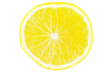 slice of lemon isolated on white background, close-up