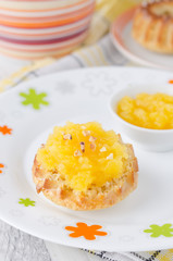 Bread with orange marmalade
