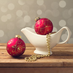 Christmas decorations with white tableware