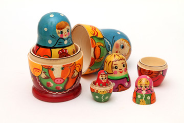 matryoshka dolls isolated on white background
