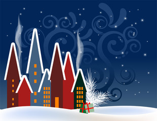 Fototapeta premium christmas night village