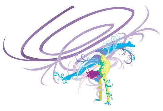 Gymnastic performer with abstract and fantasy concept (ribbon)