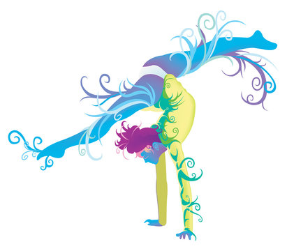 Gymnastic performer with abstract and fantasy concept