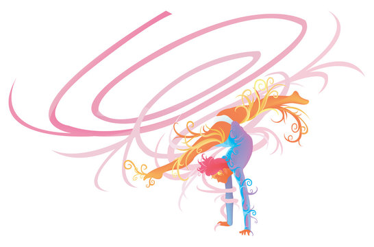Gymnastic performer with abstract and fantasy concept (ribbon)