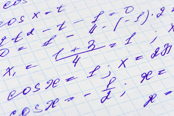 Mathematics formula on paper