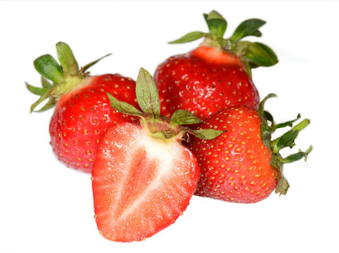 Beautiful strawberries isolated on white background