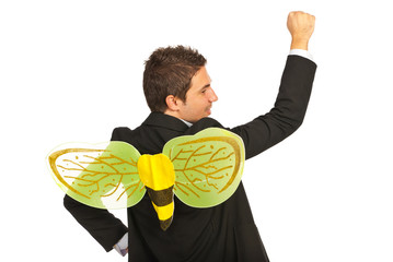 Business man busy as a bee