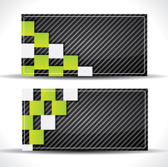 Modern vector business card - green, white and black colors