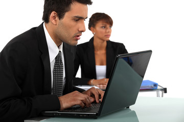 Business couple in meeting