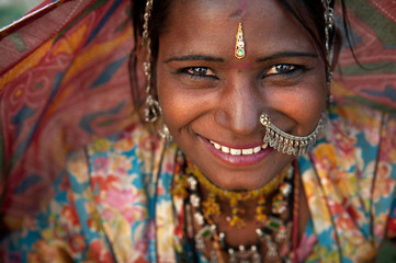 Fototapeta Portrait of a India Rajasthani woman obraz