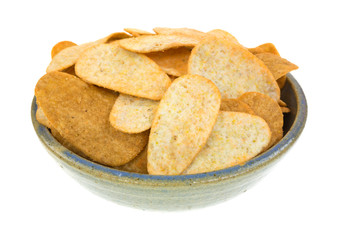 Cheddar cheese potato skins in bowl