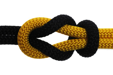 academic knot of black and yellow rope