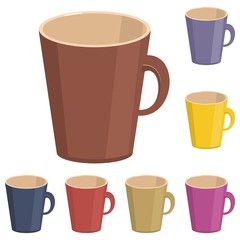 empty cups on white background