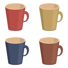 empty cups on white background