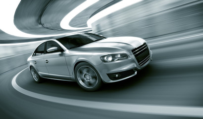 Obraz na płótnie Canvas Car driving fast in tunnel