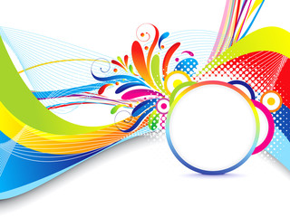 abstract colorful wave background with floral