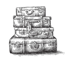 Sketch drawing of luggage bags - 46373622
