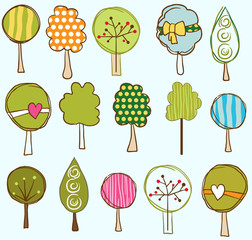 Funny trees seamless pattern